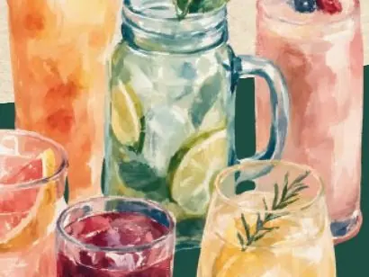 Farbige Cocktails und Limonaden